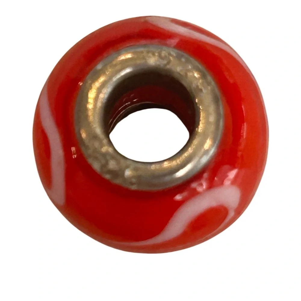 Red Murano Glass Swirl Charm Bead 925 Sterling Silver Core European Bracelet New